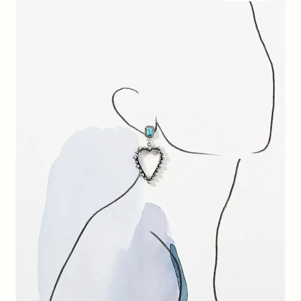 Anthropologie Western Heart Drop Earrings- NWT - Picture 2 of 3